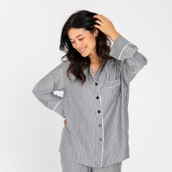 Ettitude CleanBamboo Striped Pajama Set, Top S + Bottom M - Picture 2 of 13